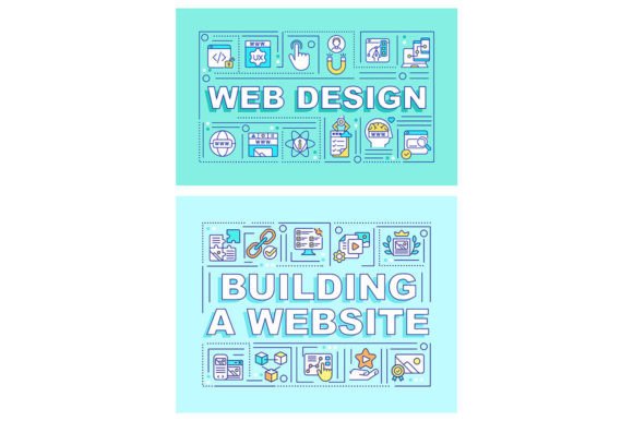 Building Website Word Concept Banner Set Graphics Review