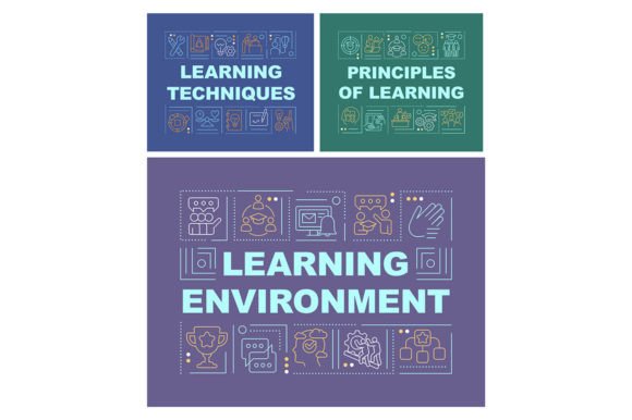 Principles of Learning Word Banner Set: A Graphic Templates Review